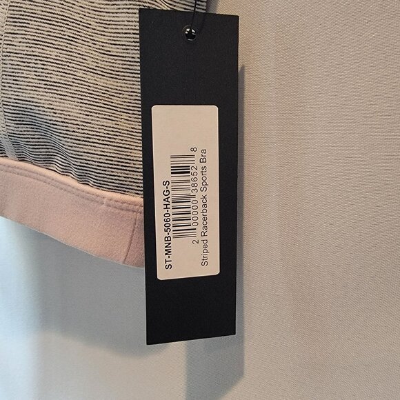 NWT Mono B Black & White Striped Racerback Padded Spandex Sports Bra Sz SM - Picture 4 of 7